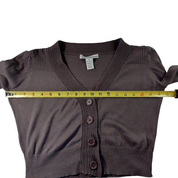 URBAN BEHAVIOR Sweater Cropped Long sleeve Juniors Size Med Brown Button Front - Picture 5 of 8